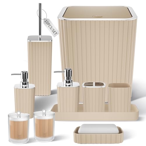 XLHOMO Bathroom Accessories Set - Gorgeous Beige Bathroom Set, 10PC