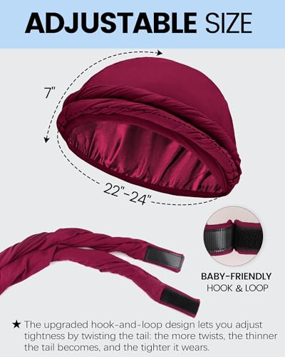 Image of Ababalaya Upgraded Satin Lined Halo Turban Durag for Men &Women Sleeping Bonnet PRE-Tied Headwraps for Hair Loss