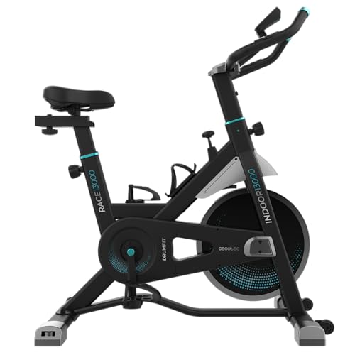 Cecotec Cyclette Indoor con Volano da 13 kg DrumFit Indoor 13000 Race. Cardiofrequenzimetro, Display LCD, Supporto per Dispositivi, Ruote, Resistenza a Frizione, Sella Regolabile