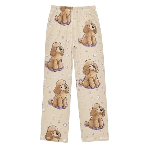 ZZXXB Poodle Print Boys Long Pants Soft Trousers Elastic Waist Kids Lounge Bottoms with Pockets S-XL