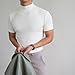 cloudmall Men Fashion T-Shirt Undershirt Short Sleeve Turtleneck Thermal Underwear White L