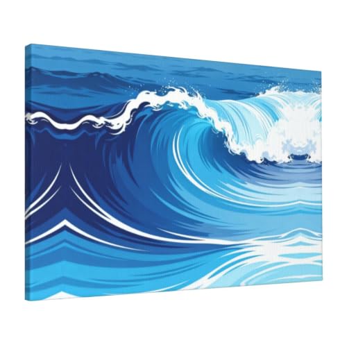 Toile murale vagues de l'océan avec cadre haut de gamme 40x61cm