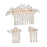 STOBAZA 3 Stück Perlen Haarschmuck für Braut mit Goldfarbenem Haarkamm Eleganter Kopfschmuck für...