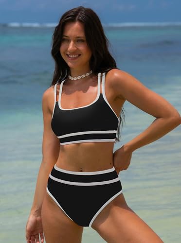 Image of popvil Women's High Waisted Bikini Sets 2026 Neon 2 Piece Swimsuit