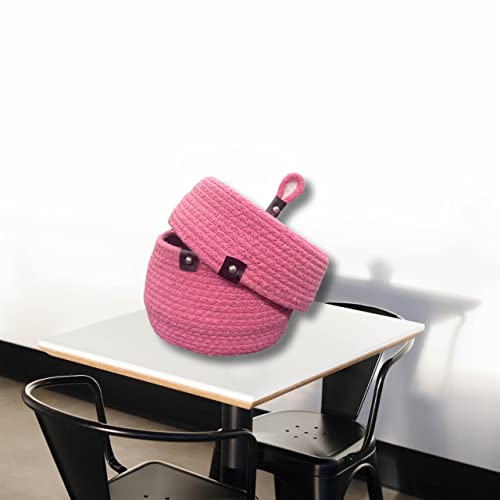 Image of Multi-Purpose Essential Jute Basket With Lid Storage Baskets For Bathroom Living Room & Kitchen | Organizer Box | Storage And Organizer Box (Pink)