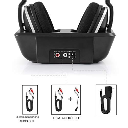 Cuffie senza fili per TV, 2,4 GHz, frequenze di trasmissione via cavo, cuffie digitali over ear con stazione di ricarica, portata 30 metri e 20 ore di autonomia cuffie stereo