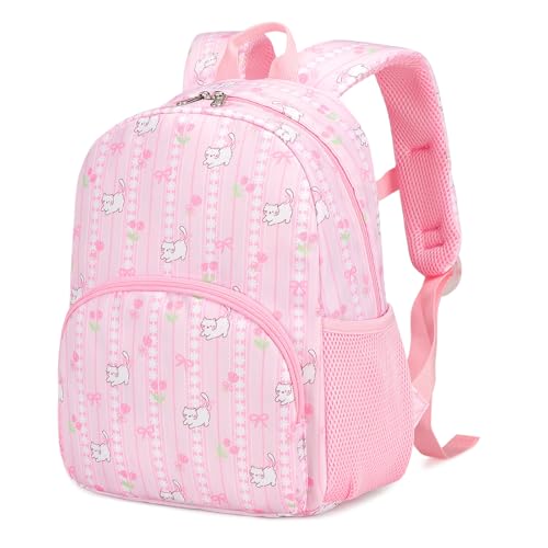 Octsky Toddler Preschool Backpack for Boys&Girls 2-5 with Chest Strap for Kids Child Kindergarten Preschool Cat Pink 02