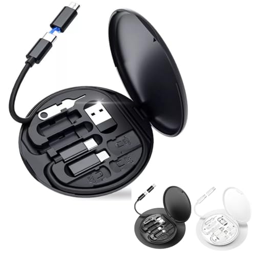 Kit Adaptador Celular Universal para Carregamento Rápido, com Estojo Organizador, Cabos USB, Micro USB, Lightning e Tipo C