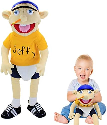 Jeffy Puppet and His Sister Feebee Puppet Plush Toy Doll, Mischievous Funny Puppets Toy Hand Puppet with Working Mouth for Play House, Birthday Christmas Halloween Party Gift for Kid