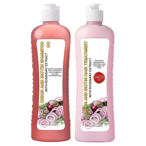 Onion Biotin and Rosemary Shampoo - Shampoo Onion Biotin Y Rosemarys | 2-Piece Onions Conditioner Rosemarys Shampoos Set, Rosemary Onions Shampoos for Stronger, Thicker and Longer Hair