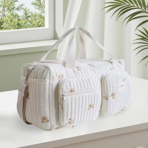 Quilted Diaper Bag Large Capacity Cute Travel Bag for Hospital and Weekender Travel2