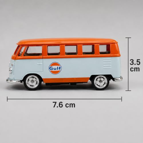 Image of Wizplex CCA Volkswagen T1 Gulf 1:64 Officially Licensed Premium Die Cast Metal Car in Acrylic Display Case - Openable Doors, Collectible Classic Van Showpiece for Collectors & Kids 3+