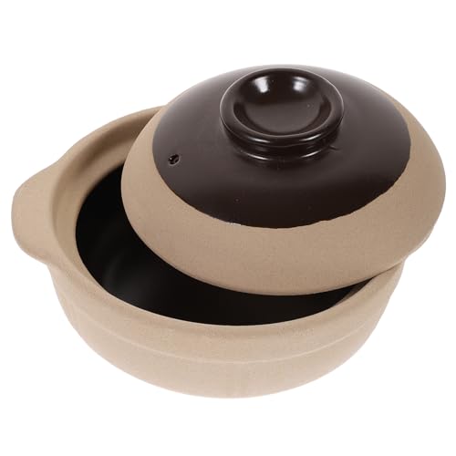 TOGEVAL Cazuela de Barro para Cocina Doméstica Olla de Arcilla Natural Resistente Altas Temperaturas para Guisos y Sopas Tradicionales para Fuego Directo y Uso Diario
