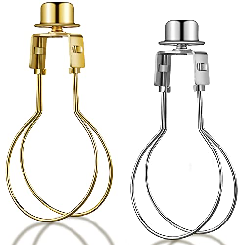 Image of Honoson 2 Pcs Bulb Lamp Shade Light Bulb Clip Adapter Includes Finial and Lampshade Levellers for Replacement (Golden and Silver)