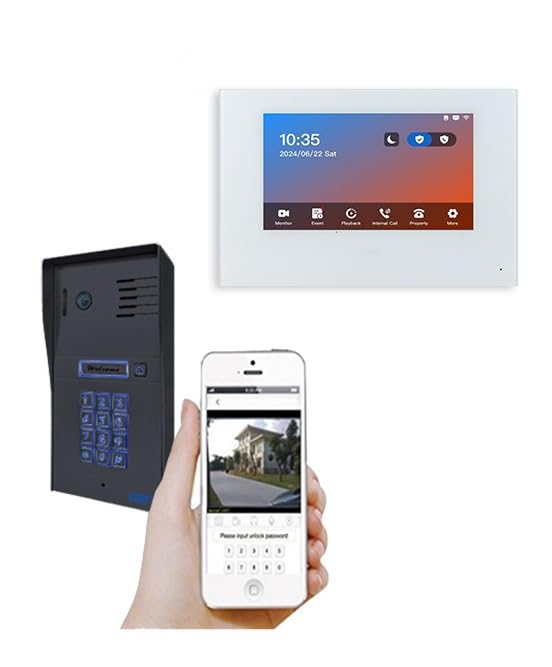 GBF Smart Video Door Phone & Doorbell Intercom System Kit,1080P HD, Smart Keypad, One 7' Touch Monitor (One 3rd gen IP Door Station PL963PMBL-POE and one Upgraded IP Indoor Monitor MR930)