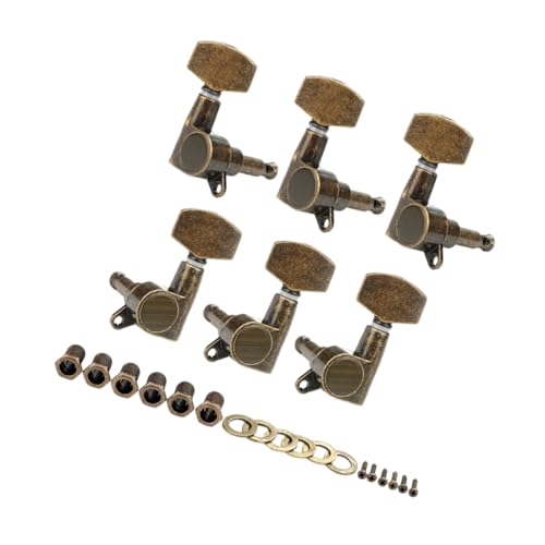 ERINGOGO 6pcs Vintage Guitar Knobs Classic Bronze Acoustic Guitar Tuners Locking Mechanism 3l/ for Electric or Acoustic Guitars