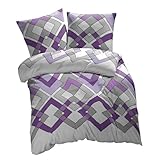 ETÉREA Microfaser Bettwäsche 200x200cm - Ganzjahresbettwäsche Bettbezug Mino - Bettwäsche Set ohne Kopfkissenbezug 200x200cm Bettbezug Microfaser - OEKOTEX Made in Green - Lila