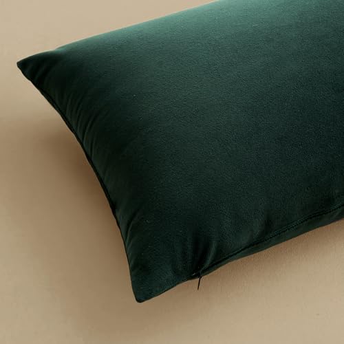 Image of MIULEE Pack of 2 Velvet Pillow Covers Decorative Square Pillowcase Soft Solid Cushion Case for Sofa Bedroom Car 24 x 24 Inch 60 x 60 cm Army Green
