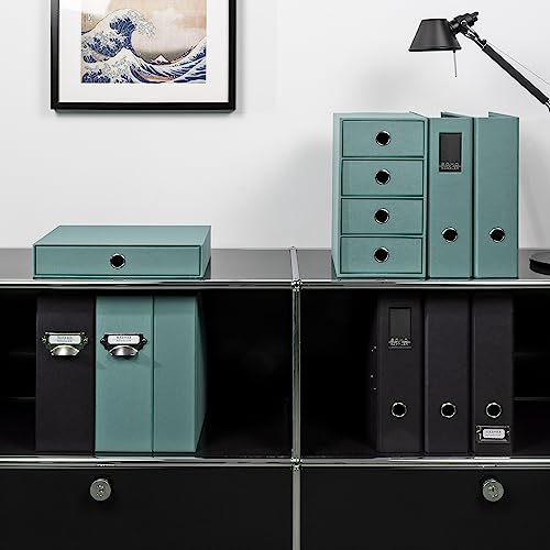Rössler SOHO 4er Schubladenbox aus Papier | Büro Organizer Schreibtisch | Schubladen Organizer Büro Zubehör & Bürobedarf | Schreibtisch Organizer Box | 18 x 25 x 32 cm | 1 Stück | Farbe: Grün | Opal