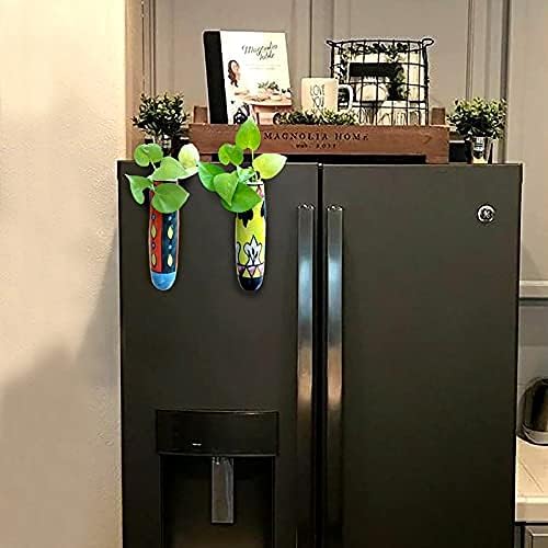 VAH Yellow and Red Ceramic Magnetic Pot Plant Holder - Perfect for Garden Rustic House Balcony Gallery Decor and Ideal Gift (Set of 2)