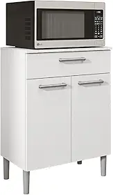 Armário de Cozinha Balcão Multiuso Para Micro Ondas Com Gaveta Diamante Branco Kit ́s Paraná
