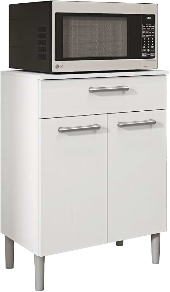 Armário de Cozinha Balcão Multiuso Para Micro Ondas Com Gaveta Diamante Branco Kit ́s Paraná