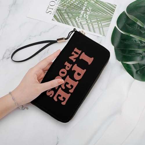 I Pee in Pools Leather Wallet Fashion Bifold Purse Long Pouch with Wrist Strap for Men Women4