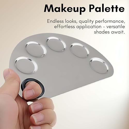 Beauté Secrets 5-well Stainless Steel Makeup Palette with Spatula Tool,Cosmetic Mixing Tray, Used for Mixing Foundations, Lipsticks, Eye Shadow, Lash Adhesive, Nail Art (6 x 4... - Image 5