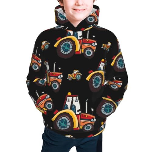 Cartoon Tractor Kids Pullover Hoodies Boys Sweatshirts Girls Athletic Clothes with Pocket2