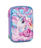 Astuccio scuola Sj girl Speed Pad 3D Seven - Glow Led Unicorno - custodia rigida completo di cancelleria per bambina + portachiave paillettes e penna colorata