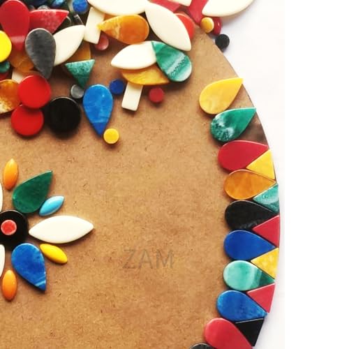 Image of Resin Mosaic Tiles 250 Pcs Multi Color Cathedral Mosaic Tiles 5 Colors 5 Shapes for Arts & Crafts Decoration DIY Projects Eco-Friendly