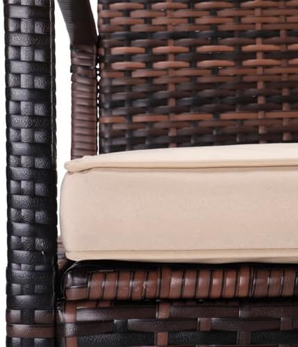 Bonnlo 40 Gallon Outdoor Storage Bench, Wicker Deck Box, with Rattan Finish, with Cushion, for Porch, Yard, Lawn and Garden, Brown