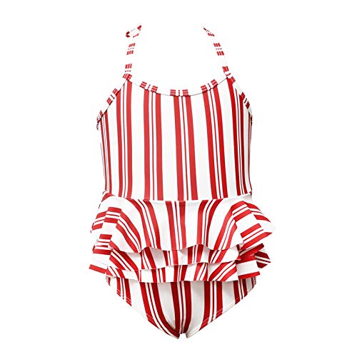 Teen Girl Summer Cute Sweet Candy Color Bikini Suit for 2-12 Years,Big Kid Girls Ruffles Stripe One-Piece Swimsuit2