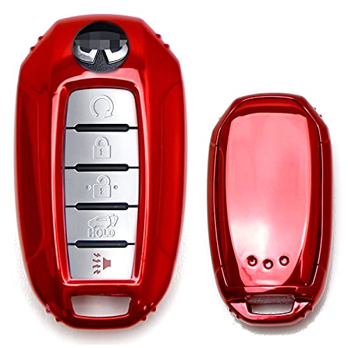 Ijdmtoy Glossy Red Finish Tpu Key Fob Protective Case W/Face Panel, Compatible With Infiniti 2020-Up Q50 Q60 Qx50 Qx55 Qx60 Smart Key Fob #TOP10