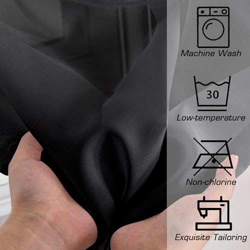 Image of Simplebrand Black Sheer Curtains 84 Inches Long, Light Filtering Rod Pocket Solid Color Window Sheer Curtain Panels, Elegant Curtains & Drapes for Living Room, Bedroom 2 Panels (Black, 59 inch W x 84 inch L)