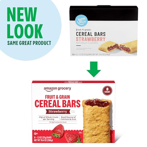 image for Amazon Grocery, Fruit & Grain Cereal Bars, Strawberry, 10.4 Oz, 8 Ct (