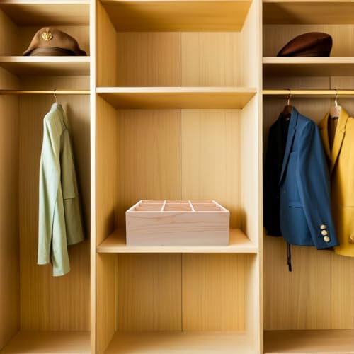Boîte de rangement en bois massif à 9 compartiments profonds de 8 cm - 7