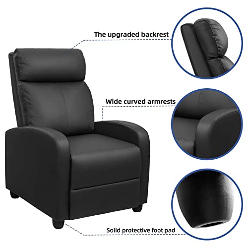 Devoko Massage Recliner Chair Home Theater Seating Pu Leather Modern Living Room Chair Furniture With Padded Cushion Reclining Sofa Chairs (Black) #TOP5