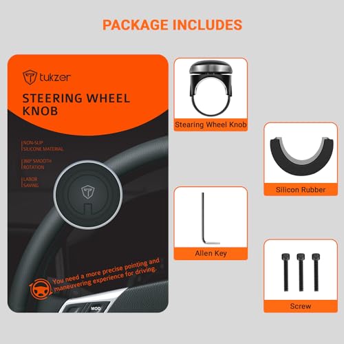 Tukzer Universal Car Steering Wheel Spinner Knob for All Vehicles Driving/Turning Helper | 360° Smooth Rotation Booster Handle Control| High-Strength Metal Ball Bearing, Anti-Slip Silicone Surface - Image 2 thumbnail
