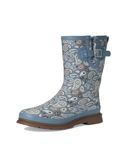 Image of Western Chief Women's Waterproof Mid Rain Boots | Ladies pull on mid rain boots with adjustable buckle, cushioned insole, and rubber outsole for wet weather and outdoor wear.