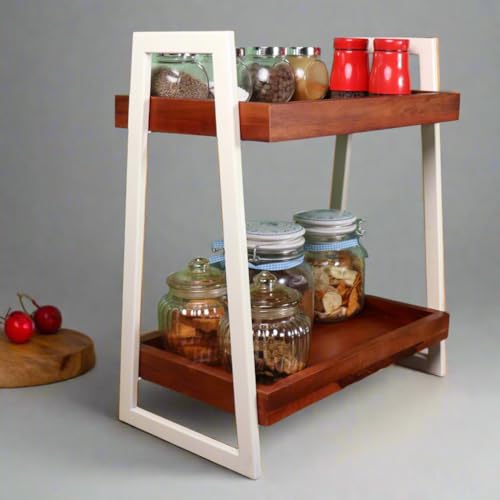 Image of Premium Trellis Wooden Kitchen Rack /Countertop Kitchen Storage Rack /Spice Rack /Shelf /Wooden Organizer /Living Room Organizer,Big(40 L x 26 W x 51 H Centimeters)