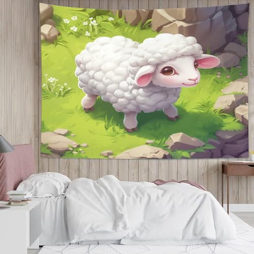 Tapisserie murale mouton 3D en polyester de 150 cm - 5