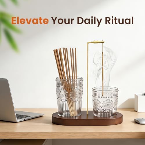 Bawanglo 2 in 1 Incense Holder for Sticks, Vintage Glass Incense Burner - 4