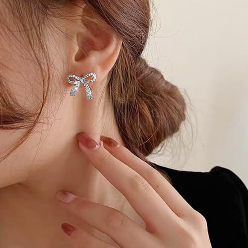 Bow Earrings for Women Trendy Sparkly Rhinestone Stud Earrings Prom Wedding Party Dress Jewerly Gifts4