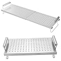 15"L to 25"L Adjustable Grill Warming Rack for Blackstone 28 17 22 36 Inch Griddle, Universal Stainless Steel Rack for Blackstone for Charbroil and Most Tabletop Flat-top Griddle Grills Accessories