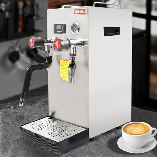 8L Commercial Milk Frother and Steamer, Stainless Steel Foam Maker Milk Foam Machine Milk Frother with Functions of Boiling Water Machine, Milk Bubble Machine, Steam Engine 110V