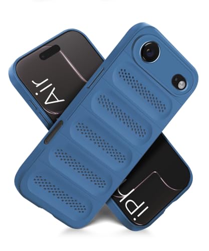 Image of WOW IMAGINE Ultimate Silicone Back Cover Case for iPhone 17 Air | Heat Dissipation Thin Soft TPU | 360 Camera Protection | Breathable Cooling Holes - Deep Blue