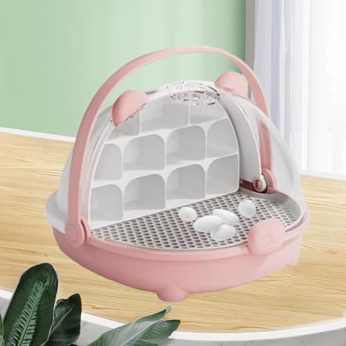 Generic Seidenraupenzuchtbox, Reptilienfütterungsbox, Leicht zu Beobachtender, Tragbarer Kleintierzuchtbehälter, Mini Haustierzuchtbox, Rosa-5