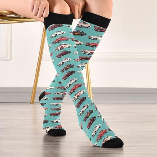 Image of Pigsaly Womens Compression Socks Yellow Stars Funny Brown Capybara Knee High Socks Athletic Tube Sock Outdoor Sport Socks