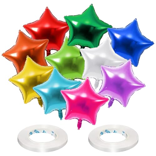 10 balões de filme de alumínio em forma de estrela com hélio